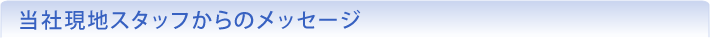 当社現地スタッフからのメッセージ