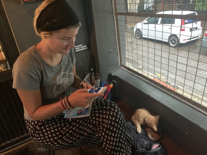 カフェ　お姉さんと猫