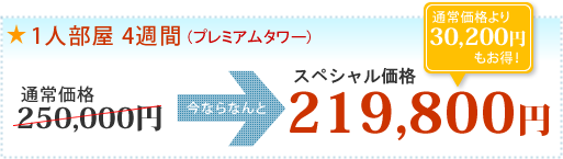 1人部屋料金(4週間)